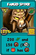Wizard101 Life spell card: Fanged Spider, Spell ID 17083