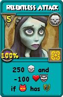 Wizard101 Death spell card: Relentless Attack, Spell ID 17085
