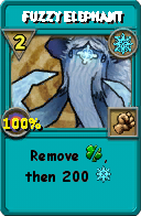 Wizard101 Ice spell card: Fuzzy Elephant, Spell ID 17089