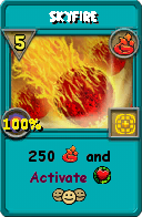 Wizard101 Fire spell card: Skyfire, Spell ID 17093