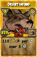 Wizard101 Sun spell card: Desert Hound, Spell ID 17095