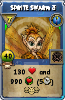 Wizard101 Cantrips spell card: Sprite Swarm 3, Spell ID 17098