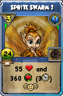 Wizard101 Cantrips spell card: Sprite Swarm 1, Spell ID 17099