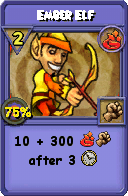 Wizard101 Fire spell card: Ember Elf, Spell ID 17111