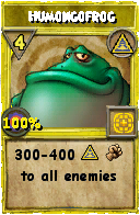 Wizard101 Myth spell card: Humongofrog, Spell ID 17124