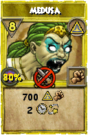 Wizard101 Myth spell card: Medusa, Spell ID 17145