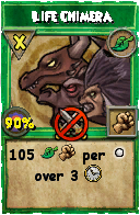 Wizard101 Life spell card: Life Chimera, Spell ID 17167