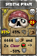 Wizard101 Death spell card: Skeletal Pirate, Spell ID 17168