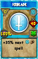 Wizard101 Ice spell card: Iceblade, Spell ID 17174