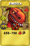 Wizard101 Fire spell card: Firezilla, Spell ID 17181
