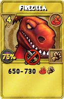 Wizard101 Fire spell card: Firezilla, Spell ID 17182