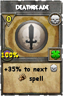 Wizard101 Death spell card: Deathblade, Spell ID 17229