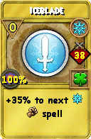 Wizard101 Ice spell card: Iceblade, Spell ID 17239