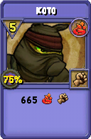 Wizard101 Fire spell card: Koto, Spell ID 17247