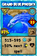 Wizard101 Ice spell card: Grand Blue Phoenix, Spell ID 17253