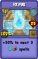 Wizard101 Ice spell card: Ice Fuel, Spell ID 17257