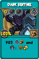 Wizard101 Shadow spell card: Dark Sentinel, Spell ID 17270
