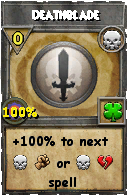 Wizard101 Death spell card: Deathblade, Spell ID 17280