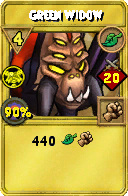 Wizard101 Life spell card: Green Widow, Spell ID 17303