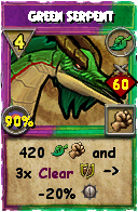 Wizard101 Life spell card: Green Serpent, Spell ID 17309