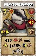 Wizard101 Balance spell card: Brave Sir Badger, Spell ID 17319