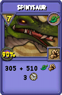 Wizard101 Life spell card: Spinysaur, Spell ID 17325