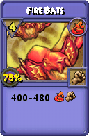 Wizard101 Fire spell card: Fire Bats, Spell ID 17338
