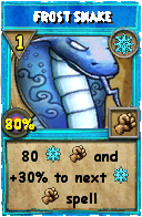 Wizard101 Ice spell card: Frost Snake, Spell ID 17363
