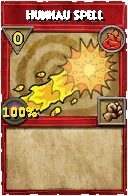 Wizard101 Fire spell card: Hunhau Spell, Spell ID 17369