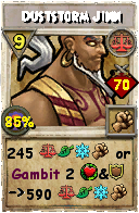 Wizard101 Balance spell card: Duststorm Jinn, Spell ID 17370