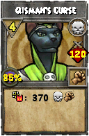 Wizard101 Death spell card: Qismah's Curse, Spell ID 17383