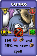 Wizard101 Balance spell card: Cat Thug, Spell ID 17393