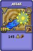 Wizard101 Myth spell card: Assail, Spell ID 17408