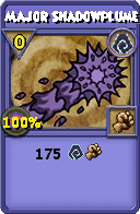 Wizard101 Shadow spell card: Major Shadowplume, Spell ID 17446