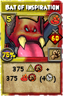 Wizard101 Fire spell card: Bat of Inspiration, Spell ID 17447