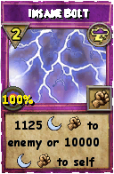 Wizard101 Storm spell card: Insane Bolt, Spell ID 17448