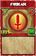 Wizard101 Fire spell card: Fireblade, Spell ID 17600