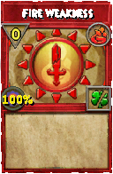 Wizard101 Fire spell card: Fire Weakness, Spell ID 17604