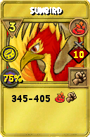 Wizard101 Fire spell card: Sunbird, Spell ID 17607