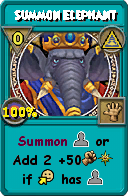 Wizard101 Myth spell card: Summon Elephant, Spell ID 17609
