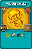Wizard101 Fire spell card: Vicious Insult, Spell ID 17636