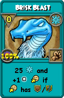 Wizard101 Ice spell card: Brisk Blast, Spell ID 17663
