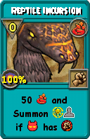 Wizard101 Fire spell card: Reptile Incursion, Spell ID 17678