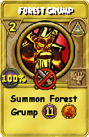 Wizard101 Myth spell card: Forest Grump, Spell ID 17697