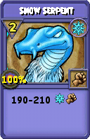 Wizard101 Ice spell card: Snow Serpent, Spell ID 17700
