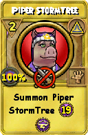 Wizard101 Myth spell card: Piper StormTree, Spell ID 17703
