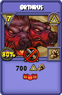 Wizard101 Myth spell card: Orthrus, Spell ID 17711