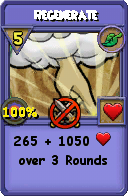Wizard101 Life spell card: Regenerate, Spell ID 17720
