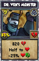 Wizard101 Shadow spell card: Dr. Von's Monster, Spell ID 17723