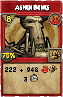 Wizard101 Fire spell card: Ashen Bones, Spell ID 17727